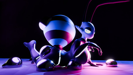 antennae_(anatomy) anthro arthropod_abdomen big_breasts black_body black_bodysuit black_clothing black_latex black_skinsuit bodysuit breasts clothed clothed_anthro clothed_female clothing exposure_variation female kronos_unveiled latex latex_bodysuit latex_clothing latex_skinsuit liquid_latex lying multicolored_body on_front purple_body skinsuit solo teal_eyes tight_clothing two_tone_body rem_phase disney pixar the_incredibles n-2_rem arthropod bee hymenopteran insect 16:9 2025 3d_(artwork) digital_media_(artwork) hi_res widescreen