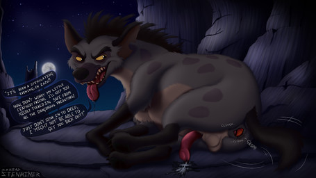 anal anal_penetration anal_vore beak bodily_fluids body_in_anus butt_sniffing captured dialogue dominant drooling dusk erection feral feral_on_feral forced fur fur_markings genitals grin imprisoned larger_dom living_sex_toy male male/male markings musk musky_anus musky_butt penetration prisoner saliva sex size_difference smile sniffing spots text unwilling_prey vore avoid_posting stenminer disney the_lion_guard the_lion_king janja_(the_lion_guard) zazu_(the_lion_king) avian bird bucerotiform hyena mammal spotted_hyena 2025 absurd_res digital_media_(artwork) digital_painting_(artwork) english_text hi_res painting_(artwork) male_(lore)