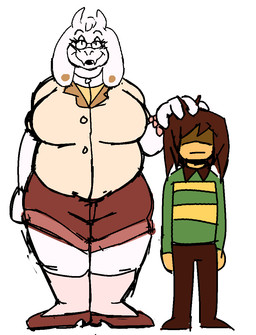 duo eyewear female glasses slightly_chubby apolonoise deltarune undertale undertale_(series) toriel_(deltarune) bovid caprine goat human mammal monster hi_res