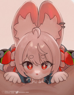 anthro anthro_penetrated blush bodily_fluids braided_hair clothed clothed_anthro clothed_sex clothing cum cum_from_mouth cum_in_mouth cum_inside deep_throat duo ear_piercing fellatio female female_on_human female_penetrated fur genital_fluids genitals hair human_penetrating_female inner_ear_fluff kemono leaking_cum loli male male/female male_penetrating male_penetrating_female oral oral_penetration orgasm penetration penile penile_penetration penis penis_in_mouth piercing pink_body pink_fur pink_hair red_eyes saliva sex tuft young young_anthro young_female young_penetrated kurohi mihoyo zenless_zone_zero zhao_(zenless_zone_zero) human lagomorph leporid mammal rabbit thiren absurd_res hi_res adult_(lore)
