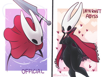 anthro black_body blush breasts cloak cloak_only clothing female hand_on_face heart_symbol non-mammal_breasts solo text thick_thighs weapon wide_hips bano_akira hollow_knight_(franchise) team_cherry hornet_(hollow_knight) arthropod insect english_text