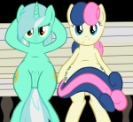 anus bench blush covering duo exposed female feral genitals horn looking_at_viewer nude on_bench pussy sitting tail wings tg-0 friendship_is_magic hasbro my_little_pony mythology bonbon_(mlp) lyra_heartstrings_(mlp) earth_pony equid equine horse mammal mythological_creature mythological_equine pony unicorn alpha_channel