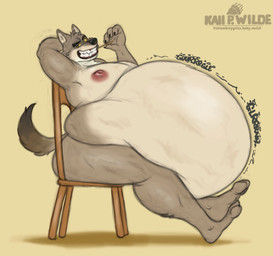 anthro belly big_belly chair claws clenched_teeth fangs fur furniture gurgle_(sound_effect) hand_behind_head holding_object holding_toothpick huge_belly looking_at_viewer male moobs morbidly_obese morbidly_obese_anthro morbidly_obese_male nipples nude nude_anthro nude_male obese obese_anthro obese_male on_chair overweight overweight_anthro overweight_male paws rumbling_stomach side_view sitting sitting_on_chair smile smiling_at_viewer solo sound_effects tail teeth text toothpick toothpick_in_mouth yellow_eyes husky2paws dreamworks the_bad_guys mr._wolf_(the_bad_guys) canid canine canis mammal wolf 2026 absurd_res hi_res signature