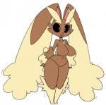 anthro big_breasts big_ears biped breasts chest_tuft featureless_breasts female navel nude simple_background smile solo tuft white_background wide_hipped_female wide_hips reiduran nintendo pokemon generation_4_pokemon lagomorph lopunny mammal pokemon_(species) hi_res