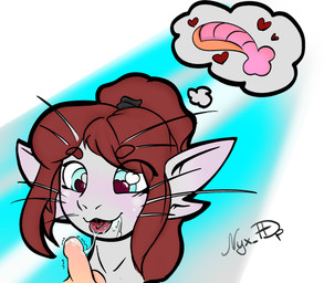 :3 bodily_fluids disembodied_head disembodied_penis drooling duo female food foreskin genitals hair heart_eyes heart_symbol male male/female penis red_hair saliva saliva_on_penis saliva_on_tongue saliva_string shrimp_(food) small_penis nyx_hdp voices_of_the_void ariral human humanoid mammal hi_res portrait signature