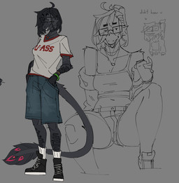 anthro black_body black_hair breasts clothed clothing eyewear feathers glasses gynomorph hair intersex looking_at_viewer male open_mouth simple_background sitting solo standing tail text topwear conditional_dnp remanedur antietam_(remanedur) dinosaur feathered_dinosaur feathered_scalie prehistoric_species reptile scalie digital_media_(artwork) hi_res busty_boy_(lore) male_(lore)
