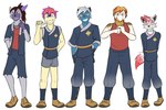 anthro anthrofied armor bottomwear clothed clothing cosplay footwear fully_clothed greaves group male pants pokemorph shirt shoes shorts simple_background tank_top topwear white_background fuze nintendo pokemon pokemon_legends_arceus daigo_(fuze) rei_(pokemon) taiko_(fuze) avian dartrix dewott generation_2_pokemon generation_5_pokemon generation_7_pokemon generation_8_pokemon hisuian_decidueye hisuian_form hisuian_samurott hisuian_sneasel hisuian_typhlosion hisuian_zorua hybrid_pokemon pokemon_(species) quilava regional_form_(pokemon) 3:2 hi_res