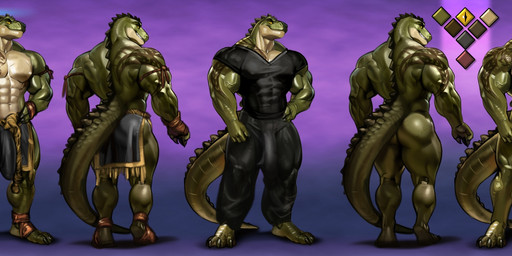 abs anthro arm_tattoo back_muscles balls biceps big_balls big_muscles big_penis bottomwear bulge butt calf_muscles clothed clothing deltoids detailed_bulge erection feet foot_wraps fully_clothed genitals green_body green_scales half-closed_eyes hand_wraps huge_balls huge_muscles huge_penis humanoid_genitalia humanoid_penis loincloth male muscle_tone muscular muscular_anthro muscular_male narrowed_eyes nude pants pecs penis scales scuted_tail shirt shoulder_tattoo smile smirk smug smug_face smug_grin solo spikes spikes_(anatomy) sweatpants t-shirt tail tattoo text topwear triceps vein veiny_muscles veiny_penis wraps yellow_sclera bleats tarik_(rivanzlatan) crocodile crocodilian reptile scalie english_text hi_res model_sheet