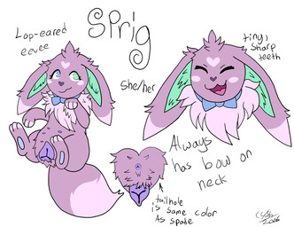 animal_genitalia animal_vulva blue_bow_tie bow_tie canine_genitalia canine_vulva female feral floppy_ears fluffy genitals heterochromia lop_ears purple_body purple_genitals solo text vulva sacrificialhound nintendo pokemon sprig_(sacrificialhound) eevee generation_1_pokemon pokemon_(species) absurd_res english_text hi_res model_sheet