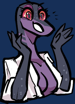 anthro breasts cleavage clothed clothing female non-mammal_breasts simple_background smile solo transparent_background jam_(artist) reptile scalie snake aliasing alpha_channel binary_drawing digital_drawing_(artwork) digital_media_(artwork)