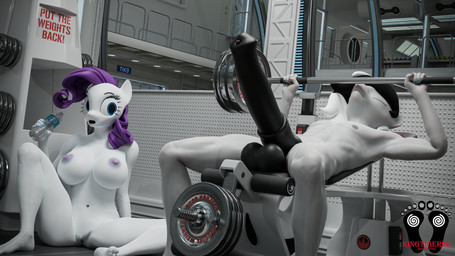 animal_genitalia animal_penis anthro balls bench_press big_penis bottle breasts container duo equine_genitalia equine_penis exercise feet female genitals hair male male/female nipples nude nude_female nude_male penis spread_legs spreading vulva water_bottle weights kingtigerfr friendship_is_magic hasbro my_little_pony rarity_(mlp) sound_shock_(soundshock69) equid equine horse mammal pony 16:9 3d_(artwork) 4k absurd_res digital_media_(artwork) hi_res widescreen