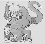 anthro armor backsack balls butt claws covered_face genitals headgear helmet male naughty_face nude sharp_teeth solo teeth tongue tongue_out yellowluster bandai_namco digimon digimon_(species) scalie strikedramon