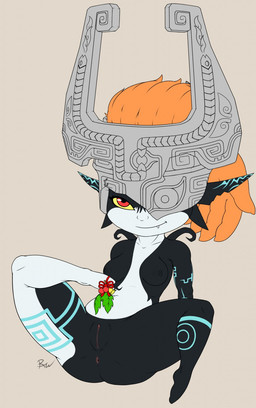 anus breasts female genitals holidays holly_(plant) not_furry plant red_eyes solo vulva rawenski christmas nintendo the_legend_of_zelda twilight_princess midna humanoid imp 2015 hi_res signature
