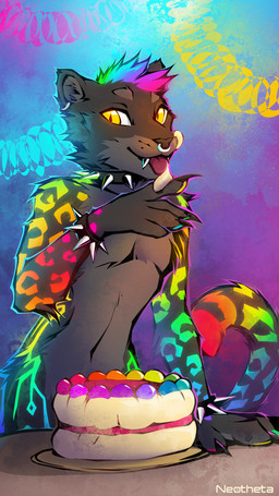 anthro biped claws countershade_torso countershading fingers front_view fur hair looking_at_viewer male navel nude nude_anthro nude_male piercing smile solo spots standing tail teeth tongue neotheta felid mammal pantherine 2026 9:16 digital_drawing_(artwork) digital_media_(artwork) hi_res
