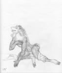 anthro arania breast_expansion breast_grab breasts claws clothing erect_nipples expansion female fondling hand_on_breast mammal mephitid monochrome nipples open_mouth panties self_fondle skunk smile solo torn_clothing transformation underwear undressing