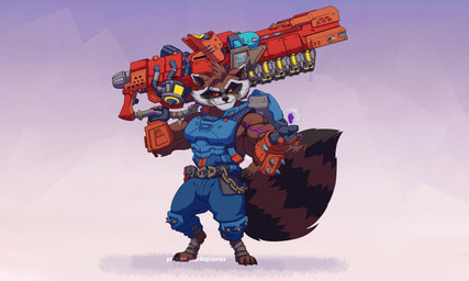 3_toes 4_fingers anthro armor armpit_hair barefoot belt belt_buckle biceps big_muscles big_tail biped black_armpit_hair black_body black_claws black_fur black_inner_ear black_nose black_toe_claws blue_armor blue_bottomwear blue_clothing blue_pants blue_topwear blue_vest body_hair bottomwear brown_body brown_fur brown_hair buckle bulge chain claws clothed clothed_anthro clothed_male clothing deltoids digitigrade dipstick_ears ear_markings ear_piercing ear_ring facial_markings feet fingers fluffy fluffy_tail front_view fur gloves gradient_background growth gun_on_shoulder hair handwear head_markings holding_firearm humanoid_hands infinity_stone knee_pads looking_at_object male male_anthro markings mask_(marking) mohawk multicolored_ears muscle_growth muscular muscular_anthro muscular_arms muscular_male orange_clothing orange_gloves orange_handwear pants patreon_username piercing red_sclera ring_(marking) ring_piercing ringed_tail rocket simple_background solo spiked_gloves spiked_knee_pads spikes standing striped_markings striped_tail stripes tail tail_markings teeth text toe_claws toes topwear vein veiny_muscles vest white_body white_fur yellow_eyes silver-stag guardians_of_the_galaxy marvel marvel_rivals rocket_raccoon mammal procyonid raccoon 5:3 absurd_res digital_drawing_(artwork) digital_media_(artwork) full-length_portrait hi_res portrait shaded story story_in_description url