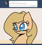 ask_blog blue_eyes female fur hair solo tan_body tan_fur tan_hair text user_avatar slavedemorto hasbro my_little_pony tumblr backy_(mlp) fan_character equid equine horse mammal pony 2d_animation animated english_text