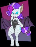 anthro bat_ears bat_wings blue_eyes bow_tie breasts bunny_costume clothing costume cutie_mark fangs female fishnet_clothing fishnet_legwear fur hair horn legwear lipstick long_fangs looking_at_viewer makeup membrane_(anatomy) membranous_wings purple_hair semi-anthro solo teeth white_body white_fur wings rougethedaisy friendship_is_magic hasbro my_little_pony rarity_(mlp) bat_pony equid equine horse mammal pony absurd_res alpha_channel hi_res