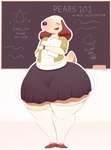 anthro big_butt bottom_heavy bottomwear breasts butt chalkboard clothed clothing curvy_figure eyes_closed female front_view legwear mature_female skirt small_breasts solo stockings tail teacher text thick_thighs voluptuous wide_hips kkoart ms._heavybottom canid canine canis domestic_dog mammal english_text hi_res