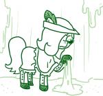 clothing earth_pony emerald_jewel_(colt_quest) equid equine fan_character feathers feral ficficponyfic green_and_white hasbro hat headgear headwear horse male mammal monochrome my_little_pony pony simple_background slime solo