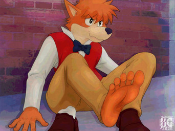 5_fingers 5_toes anthro barefoot black_eyes black_nose boots bottomwear bow_tie brick brick_background brown_clothing brown_footwear brown_shoes clothed clothing detailed_background ears_up eyebrows feet fingers foot_fetish foot_focus footwear fully_clothed fur green_bow_tie hair humanoid_feet humanoid_hands light male nervous orange_body orange_feet orange_fur orange_hair orange_hands pants plantigrade red_clothing red_topwear red_vest shadow shirt shoes shoes_removed sitting sitting_on_ground socks soles solo solo_focus spread_fingers spread_toes tan_bottomwear tan_clothing tan_pants toes topwear two_tone_face vest white_clothing white_footwear white_shirt white_socks white_topwear brunisdraws sherlock_hound_(series) sherlock_hound canid canine canis domestic_dog mammal 2026 colored_line_art detailed hi_res remake shaded signature