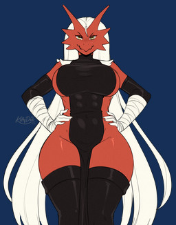 anthro big_breasts biped breasts claws clothed clothed_anthro clothed_female clothing female female_anthro fingers front_view hair legwear looking_at_viewer navel smile solo standing thick_thighs thigh_highs wide_hips kittydee nintendo pokemon blaziken generation_3_pokemon pokemon_(species) 2026 alpha_channel digital_drawing_(artwork) digital_media_(artwork) hi_res