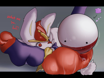 accessory anal anus big_butt bodily_fluids butt clothing duo gaping gaping_anus hands_behind_head heart_symbol intersex intersex/male lying male raised_leg sweat sweaty_butt tail text snafgh nintendo pokemon cinderace ditto_(pokemon) electrode_(pokemon) generation_1_pokemon generation_8_pokemon lagomorph mammal pokemon_(species) sphere_creature 4:3 english_text hi_res