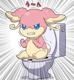ambiguous_gender belly blue_eyes clenched_teeth feet female fist implied_scat on_toilet pink_body pooping pooping_in_toilet shaking simple_background sitting sitting_on_toilet slightly_chubby solo straining teeth toilet toilet_bowl toilet_lid toilet_seat toilet_use trembling wide_hips zoom_lines hitokiwa nintendo pokemon audino generation_5_pokemon pokemon_(species) absurd_res hi_res