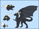 black_body black_eyes black_scales blue_border border claws color_swatch eyewear feral goggles paws scales solo tail wings zappydoesart mythology sithris dragon mythological_creature mythological_scalie scalie 4:3 absurd_res hi_res model_sheet