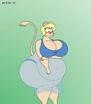anthro belly big_breasts blonde_hair blush breasts clothing female gerbil hair lingerie mammal murid overweight overweight_anthro overweight_female rodent sandy_(satsumalord) satsumalord solo thick_thighs