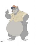 anthro belly big_belly bottomless bottomless_anthro bottomless_male claws clothed clothing fur hat headgear headwear jacket looking_aside looking_away male mouth_closed overweight overweight_anthro overweight_male slightly_chubby slightly_chubby_anthro slightly_chubby_male solo standing toe_claws topwear canson disney talespin the_jungle_book baloo bear mammal sloth_bear ursine 2021 hi_res signature