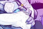 absurd_res anthro blue_tongue claws close-up cunnilingus dungeons_and_dragons duo eye_scar facial_scar female female_on_anthro freckled_legs freckles genitals hand_on_head hasbro hi_res human human_on_anthro interspecies lizardfolk_(dnd) lizardman lluisabadias male male/female male_on_human mammal oral pupils pussy scalie scar sex sharp_teeth slit_pupils teeth tongue vaginal wizards_of_the_coast yellow_eyes yu'hiss