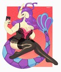 alternate_color anthro anthrofied breasts cellphone cleavage clothed clothing electronics female fin hair leggings legwear lingerie long_tail phone pokemorph purple_hair smartphone solo tail tail_fin thick_thighs thigh_highs tight_clothing translucent translucent_clothing kicoffe nintendo pokemon lotus_aquascale generation_3_pokemon marine milotic pokemon_(species) hi_res