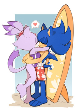 anthro arms_around_neck arms_around_partner arms_around_waist barefoot beachwear blush clothing duo eyes_closed feet female hair heart_symbol hero hug kissing love male male/female nose_to_nose nuzzling ponytail princess romantic romantic_couple royalty sand simple_background smile speech_bubble surfboard swimming_trunks swimwear tail tail_motion tailwag toes milkchaotea punkinbuu sega sonic_the_hedgehog_(series) blaze_the_cat sonic_the_hedgehog domestic_cat eulipotyphlan felid feline felis hedgehog mammal hi_res