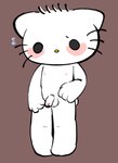 anthro bodily_fluids chibi flaccid foreskin fur genitals male nervous nervous_sweat nipples penis pink_nipples solo sweat white_body white_fur touboutenshi hello_kitty_(series) sanrio dear_daniel domestic_cat felid feline felis mammal