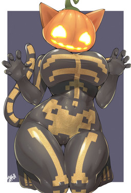 5_fingers anthro black_body butt butt_from_the_front camel_toe clothing female fingers for_a_head front_view genital_outline geometric_background kneeling looking_at_viewer navel simple_background skeleton_costume skinsuit solo tail thigh_gap tight_clothing vulva_outline shaolin_bones epic_games fortnite spice_(fortnite) domestic_cat felid feline felis mammal object_head 2025 absurd_res digital_media_(artwork) hi_res portrait watermark