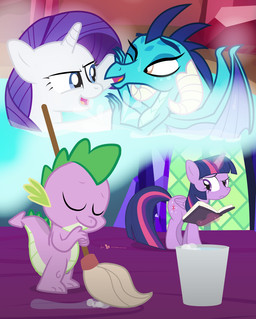 anthro blue_body blue_eyes blue_scales book bucket cleaning_tool container daydream eyes_closed feathered_wings feathers female frown group horn hot_spring looking_back magic male membrane_(anatomy) membranous_wings mop one_eye_closed purple_body purple_eyes purple_feathers purple_scales scales smile tail water wings dm29 friendship_is_magic hasbro my_little_pony mythology princess_ember_(mlp) rarity_(mlp) spike_(mlp) twilight_sparkle_(mlp) dragon equid equine mammal mythological_creature mythological_equine mythological_scalie scalie unicorn winged_unicorn 2016 adopted_(lore)