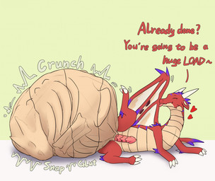 balls big_balls bone bone_breaking bones_in_balls cock_vore death digestion disregard_of_life fatal_vore feral genitals huge_balls hyper hyper_balls hyper_genitalia male non-mammal_balls penile penis solo tan_balls text vore accadurosoce mythology dragon mythological_creature mythological_scalie scalie english_text hi_res