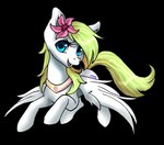 accessory blue_eyes cutie_mark eyelashes feathered_wings feathers female feral flower flower_in_hair green_hair green_tail hair hair_accessory looking_at_viewer open_mouth open_smile pink_flower plant smile solo tail white_body white_wings wings milk-jug hasbro my_little_pony mythology equid equine mammal mythological_creature mythological_equine pegasus 2012 alpha_channel