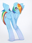 anthro anthrofied blue_body blue_feathers blue_fur cutie_mark feathered_wings feathers female fur hair looking_at_viewer multicolored_hair multicolored_tail nude pose rainbow_hair rainbow_tail solo tail wings jingx1 friendship_is_magic hasbro my_little_pony mythology rainbow_dash_(mlp) equid equine mammal mythological_creature mythological_equine pegasus 3:4