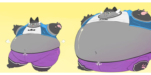 alternate_color base_one_layout basic_sequence big_hands border clothed clothing eyewear glasses inflation linear_sequence male one_row_layout pawpads simple_background solo three_frame_image three_frame_sequence white_border yellow_background subakitsu nintendo pokemon dewott generation_5_pokemon pokemon_(species) absurd_res hi_res sequence