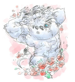 abs anthro flower fur male muscular muscular_anthro muscular_male nude pecs plant pose rose_(flower) solo tasteful_nudity white_body white_fur caffeinecanine bandai_namco digimon digimon_(species) iceleomon absurd_res hi_res