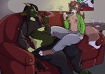 anthro breasts drugs duo female female/female horn marijuana nipples smoking smoking_marijuana natt333 fan_character bovid canid canine canis caprine domestic_dog goat mammal illustration absurd_res digital_media_(artwork) hi_res signature