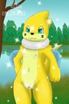 blue_eyes bodily_fluids breasts clitoris cum cum_in_pussy cum_inside female feral forest fur genital_fluids genitals jungle looking_at_viewer navel plant pussy sea smile solo tree vaginal_fluids water yellow_body yellow_fur silavos nintendo pokemon buizel generation_4_pokemon mammal pokemon_(species) shiny_pokemon 2:3 hi_res watermark