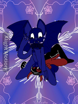 anal anthro balls balls_on_face big_penis black_body blue_body blue_fur bow_(feature) bow_tie butt butt_on_face cape chest_tuft clothed clothing duo erection facesitting foreskin fur genitals gloves hair half_naked hands_on_legs handwear headgear hood hooves horn humanoid_genitalia humanoid_penis lying male male/male membrane_(anatomy) membranous_wings nude oral penis red_body rimming sex sharp_teeth sitting sitting_on_another skinny smile spider_web spread_wings symbol teeth thin_penis toony tuft wings yoshreveluv roblox twilight's_zone fang_(twilight's_zone) yang_(twilight's_zone) animate_inanimate bat demon humanoid mammal 2d_animation alight_motion_(artwork) animated digital_media_(artwork) motion_tweening no_sound short_playtime