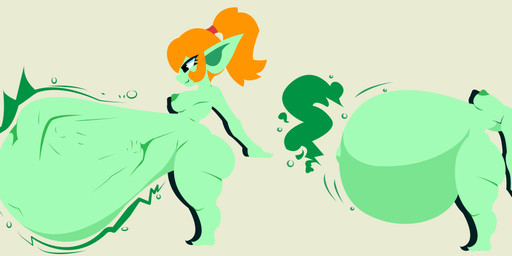 after_vore belly big_belly breasts digestion duo female female_pred green_body hair huge_belly nude orange_hair overweight vore smuggoblin goblin 2025 absurd_res hi_res