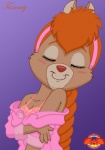 anthro blush bra braided_hair clothing eyes_closed female hair long_hair orange_hair red_nose smile solo underwear undressing plumpdragon chip_'n_dale_rescue_rangers disney tammy_squirrel mammal rodent sciurid tree_squirrel