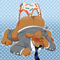 anthro big_butt blush bottomwear bottomwear_down briefs butt clothed clothing embarrassed male pants pants_down partially_clothed print_briefs print_clothing print_underwear red_seam_briefs slightly_chubby slightly_chubby_anthro slightly_chubby_male solo tighty_whities underwear wedgie wedgie_fetish white_briefs white_clothing white_underwear pretzelgremlin sam_and_max samuel_dog canid canine mammal absurd_res hi_res