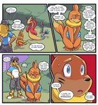 bodily_fluids buizel comic conditional_dnp digital_media_(artwork) english_text generation_3_pokemon generation_4_pokemon genital_fluids grumpyvulpix holding_crotch human knock-kneed male mammal milotic nintendo omorashi outside peeing pokemon pokemon_(species) profanity text urine