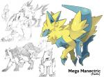 ambiguous_gender black_body black_fur blue_body blue_fur claws feral fur red_eyes solo yellow_body yellow_fur shiroi nintendo pokemon canid canine generation_1_pokemon generation_3_pokemon generation_6_pokemon mammal mega_evolution mega_manectric mightyena ninetales pokemon_(species) 4:3 multiple_images